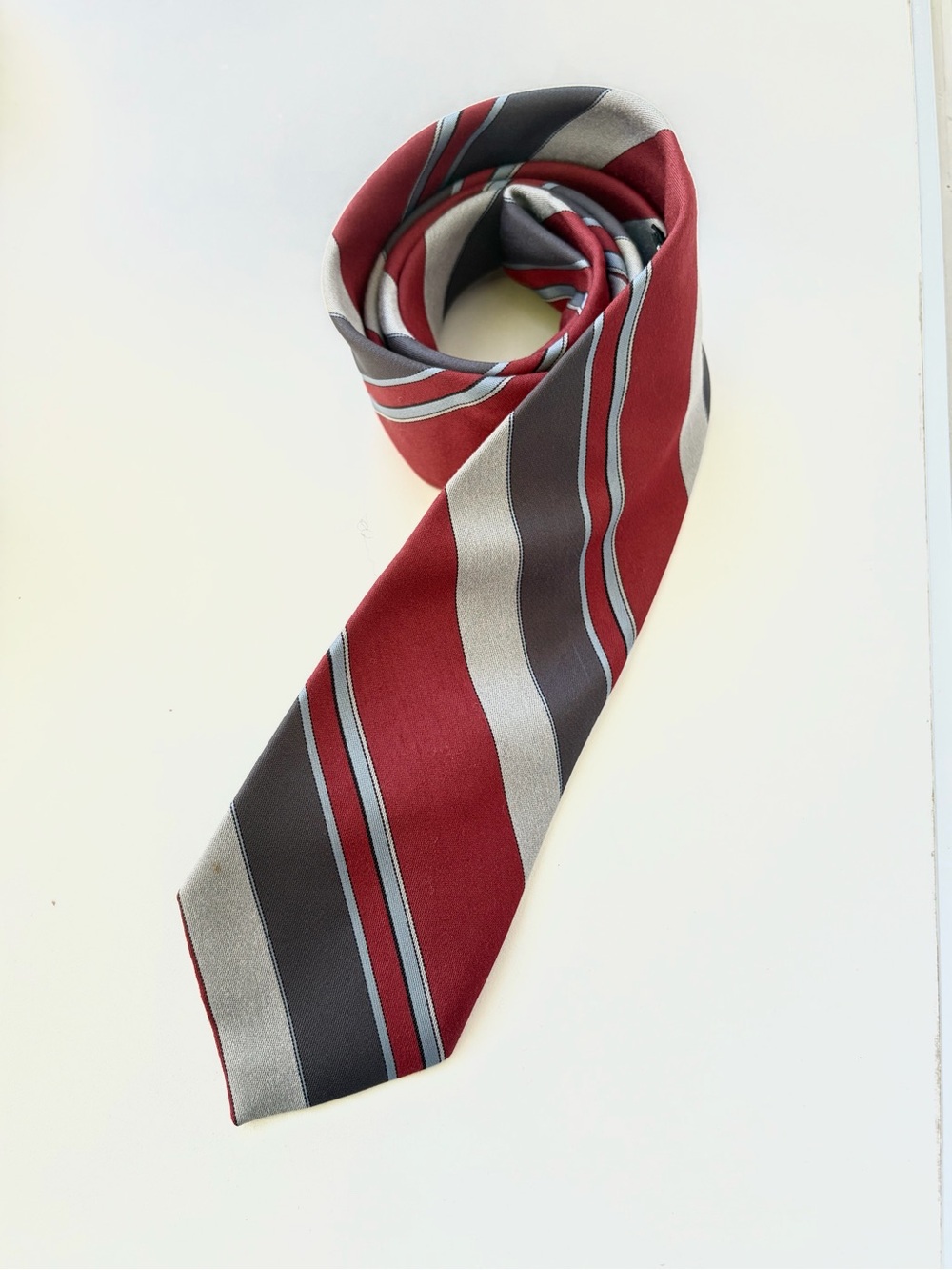 VTG Christian Dior Striped Tie Burgundy Grey Canada Preppy Dark Academia Luxury